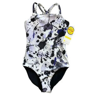 Zella Blue Icelandic Texture Print Reversible Swimuit 7